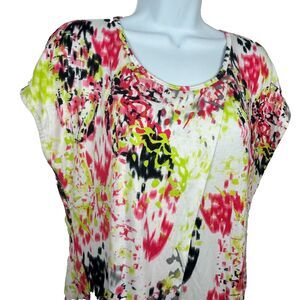 Gaiam Yoga Split Back White Black Pink Athletic Wear Top Shirt Size M